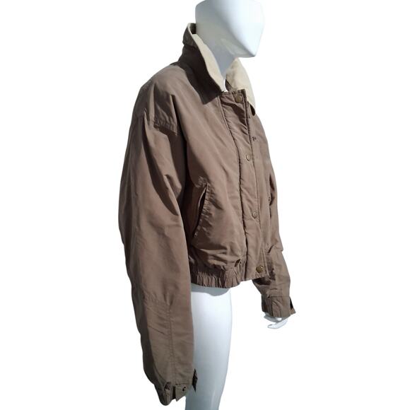 Zara Grungecore Waxed Bomber Jacket Women's size Medium Contrast Corduroy Collar - Picture 7 of 16